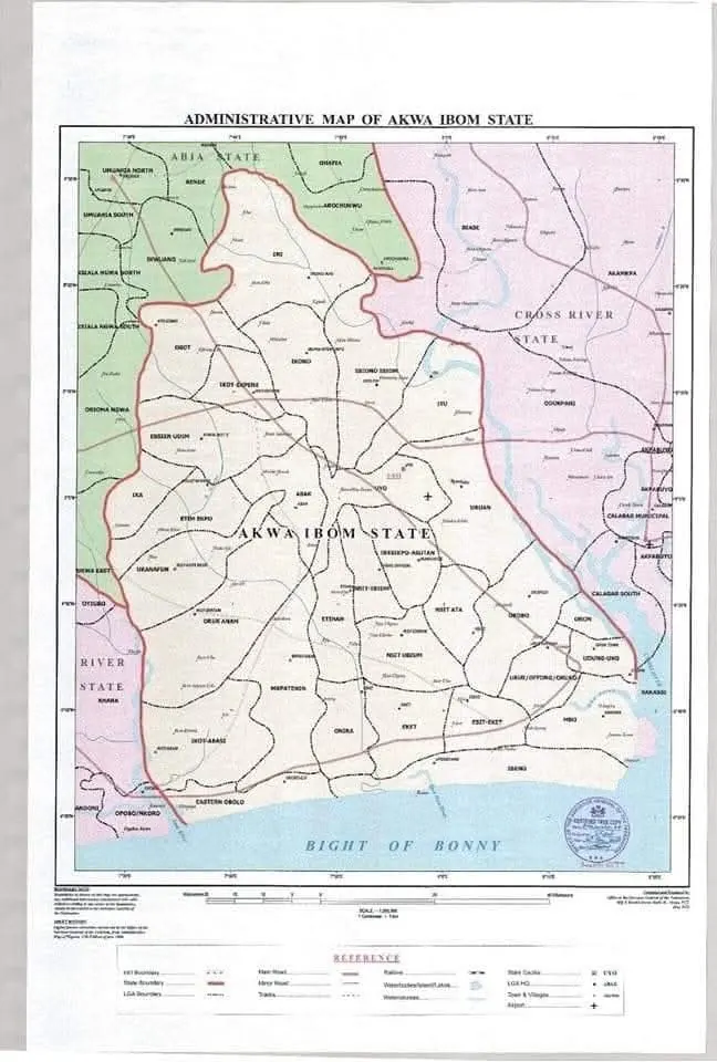 Map showing the territorial boundaries of the Oro Nation across five LGAs in Akwa Ibom State, Nigeria